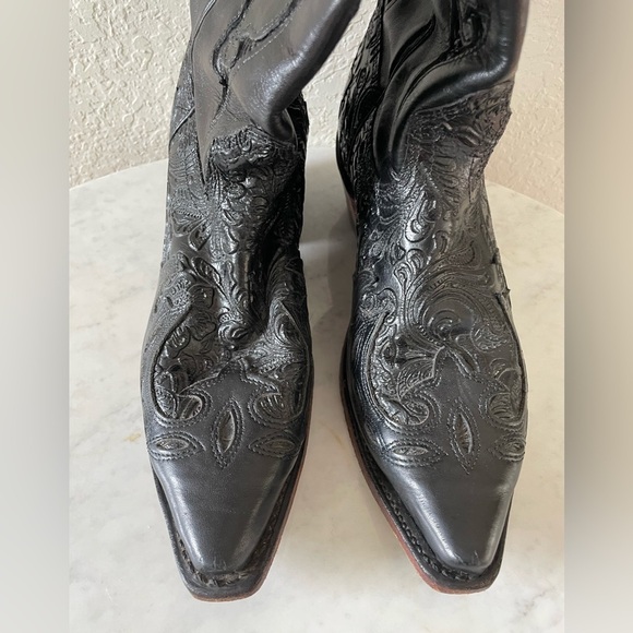 Boulet Tooled Leather Cowgirl Boots Size 9.5 - Picture 4 of 12
